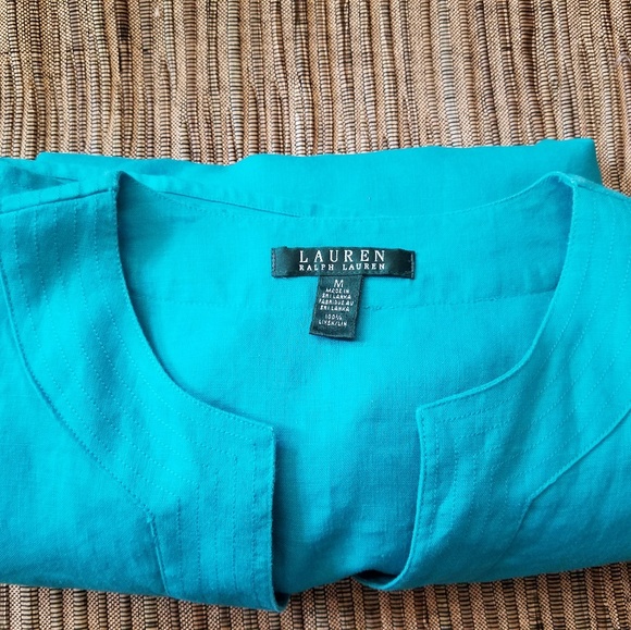 Ralph Lauren Turquoise Linen Shirt Sz Medium - Picture 2 of 8